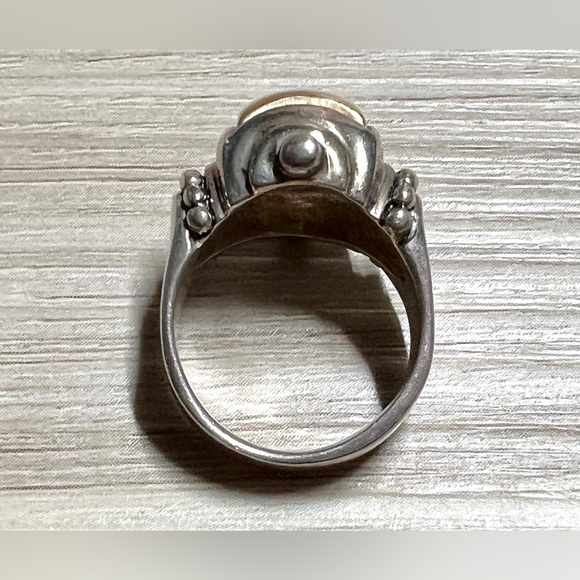 Vintage Designer ESPO Sterling Silver & 14K Yellow Gold Ring, Size 6, 8.1g - Picture 6 of 10